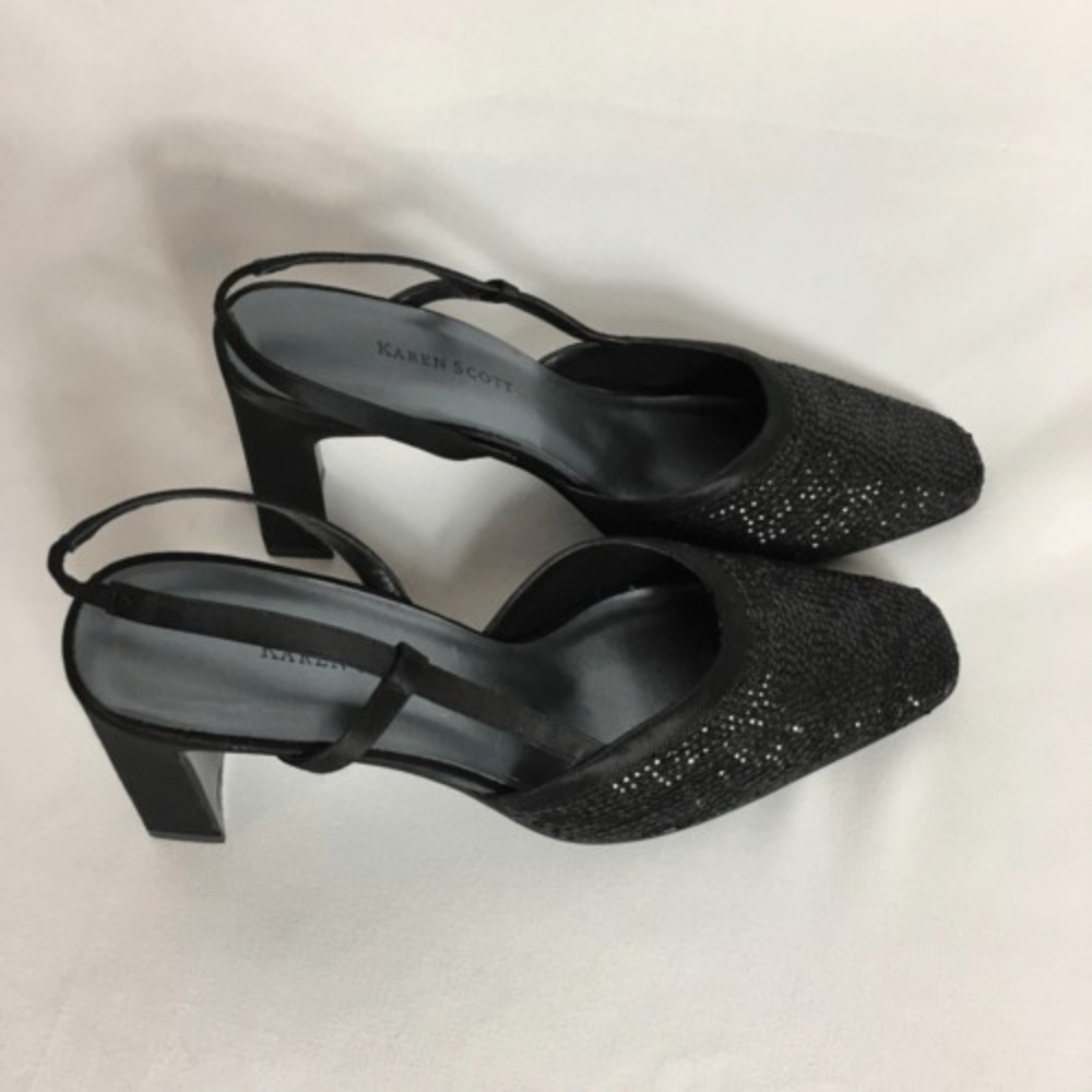 Karen Scott Black Square heel shoe Size 7.5 Sling Back